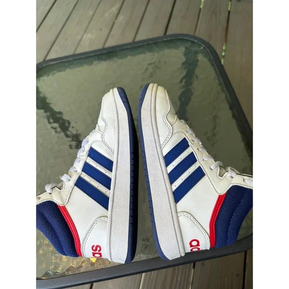 Adidas Hoops Mid 3.0 High Top Sneakers White Blue Red 13K - Picture 5 of 8